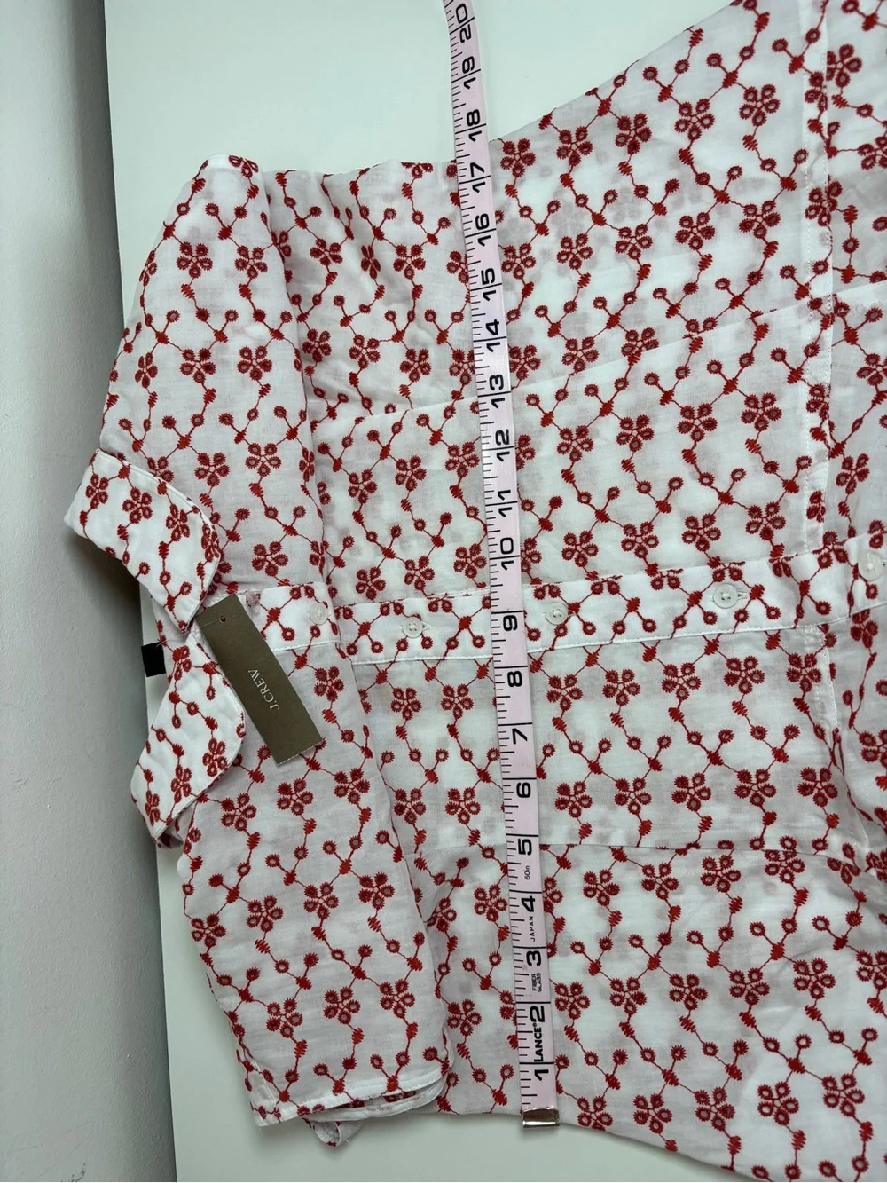 J. Crew Mini Eyelet Shirt Dress Crimson White Cotton Fit Flare Floral Size 12NWT